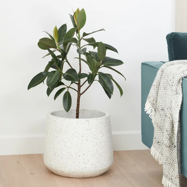 Tuva Indoor/Outdoor Wide Planter – White Terrazzo